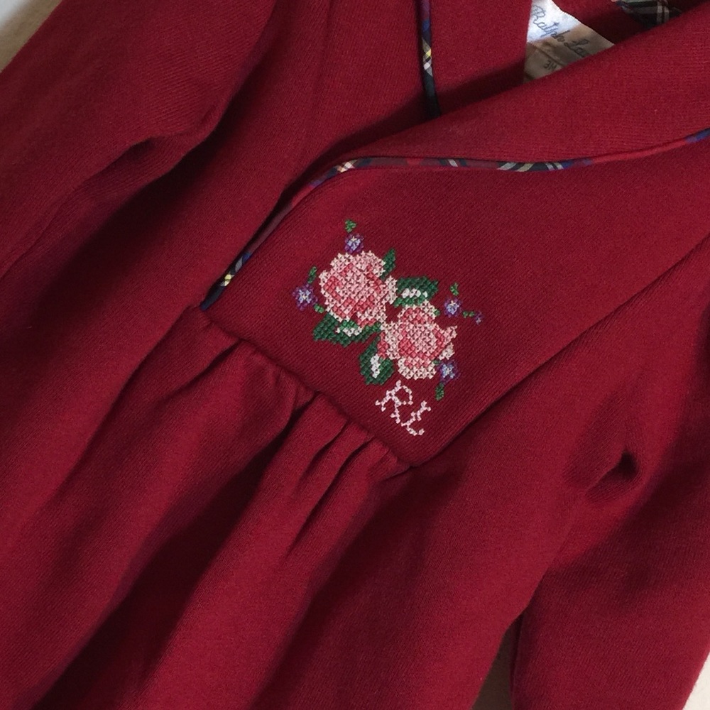 Ralph Lauren onesie cross stitch roses